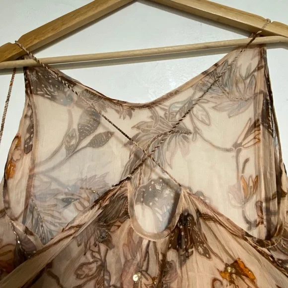 Free People Sheer Floral Beaded Slip Dress Size S - Picture 5 of 12